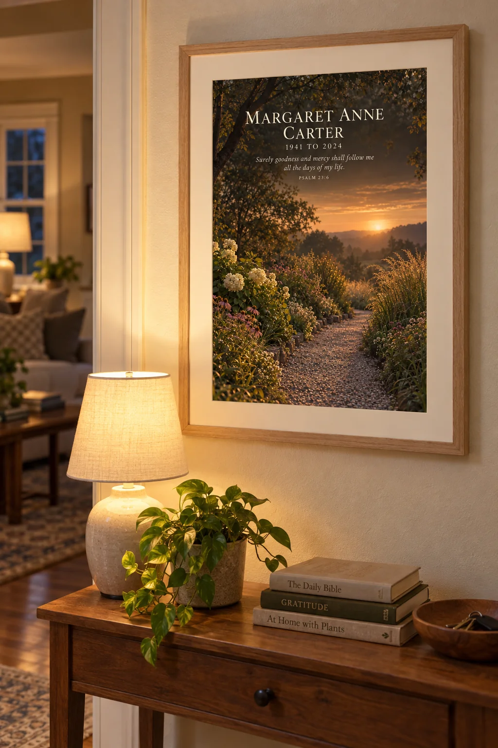 In His Keeping, hanging in a hallway in morning light